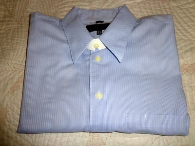 Kenneth Cole Reaction Mens Dress Shirt Sz (L) Reg. Fit Grey Striped Botton Up - Image 1 of 4