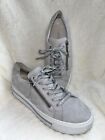 Women Gabor, Trainer shoe, Grey Suede, Silver Laces, Size 6.5, Great Condition
