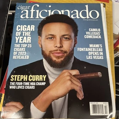 Журнал Cigar Aficionado февраль 2024 г. Стеф Карри (отметины на обложке, см. фото) - Изображение 1 из 4