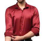 Satin Long Sleeve Classic Fit Dress Shirts For Men Red Colour All Size