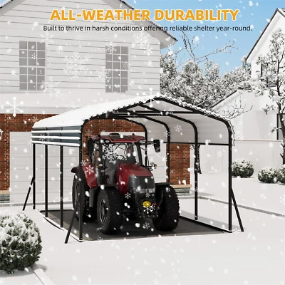 TROPOW For Tractors Pickup Boat Car Heavy Duty Metal Carport W/Galvanized Steel Roof US