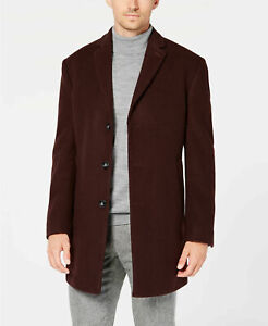 NWOT $395 Calvin Klein Prosper Wool Blend Burgundy Overcoat 42R