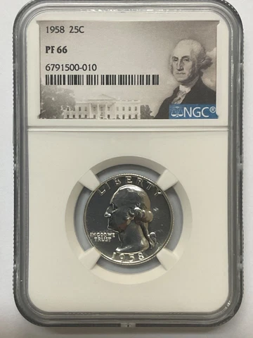 1958 WASHINGTON QUARTER 25C NGC PF 66 Cover