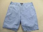 Express Mens Shorts 34 Blue Linen Flat Front 9” Button Pockets Woven Cotton 