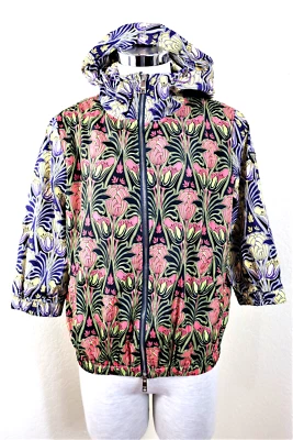 PRADA Nylon Floral Rosa Azul Verde Capucha Capucha Chaqueta Corta Pequeña S 40 3 4 6 Foto 1 de 4