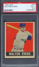 1948 Leaf #78 Walter Hoot Evers PSA 5.5 Detroit Tigers Short Print