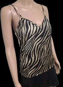 J. Crew Cami Size 0 Tank Top Camisole Beige Black Zebra Print Spaghetti Strap - Picture 1 of 5