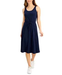 Style & Co | Women's Plus Size Cotton Knit Drawstring-Waist Dress Blue, Sz Small - Picture 1 of 11
