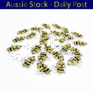 Wooden Buttons Bee Theme Buttons Scrapbooking Baby Clothing Sewing 30mm 50pcs - Picture 1 of 1