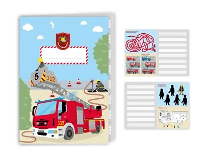 DH-KONZEPT Schreibheft FEUERWEHR 32 Seiten DIN A5 Liniert Schule ab 1. Klasse, Einschulung