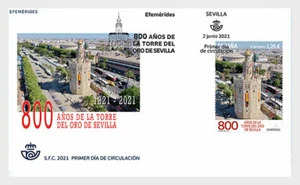 spain 2021 espagne 800 VIII Centenary Torre del Oro Seville FLAG tourism 1v FDC - Picture 1 of 1