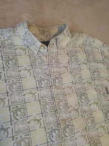 VTG Woolrich Mens Reptile lizard Button Shirt XL Cotton yellow beige - Picture 1 of 5