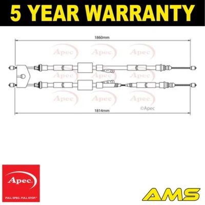 Fits Ford Focus 2004-2012 Focus C-Max 2003-2007 Hand Brake Cable Rear Apec 0 - Image 1 of 2
