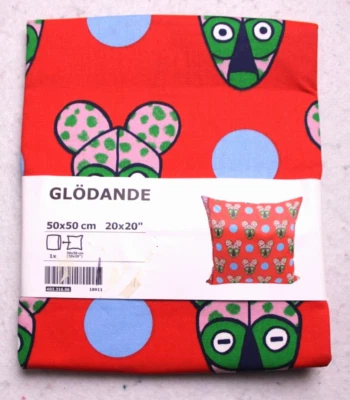 FUNDA ALMOHADA IKEA GLODANDE Rojo Azul Animal 20 x 20" Cremallera Oculta 100% Algodón Foto 1 de 3