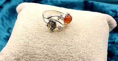 Baltic Amber Ring-Green-925 Sterling silver-L 1/2 UK-6 US size-Free US Post - Image 1 of 4