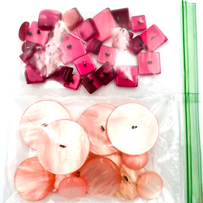 Vintage 1960s-70s Shank Button Lot Whole Sets Swirl Pearlized Pink Maroon (Rare) - Image 1 of 4