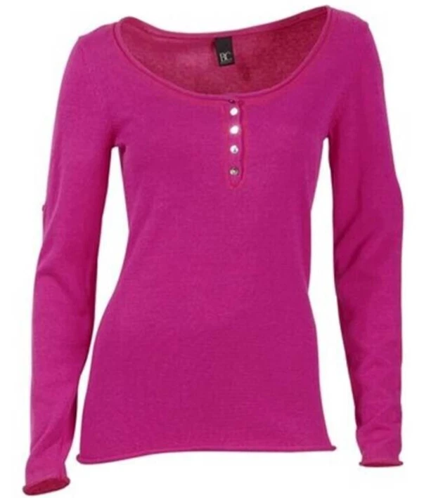 B.C. Damen Pullover mit Knopfleiste Rollkanten pink Gr. 46 - Bild 1 von 1