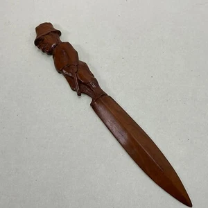 Handgeschnitzter figürlicher Brieföffner aus Holz Vintage - Bild 1 von 7