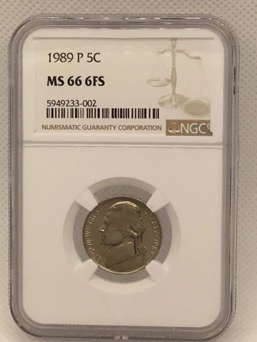 1989 P Jefferson 5c NGC MS 66 6FS Cover