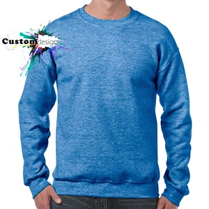 Gildan Heather Sport Royal Heavy Basic Sweat Sweater Jumper Sweatshirt Men - Picture 1 of 5