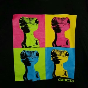 Camiseta Geico Gecko XL - Estilo Andy Warhol Bloques de Color Negra Unisex - Nueva - Imagen 1 de 4