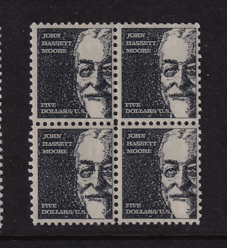 1966 John Bassett MOORE $5 Sc 1295 MNH untagged block of 4 (F - Image 1 of 1