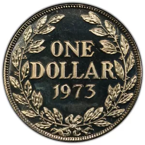 Liberia 1973 One Dollar $1 - PCGS PR Genuine UNC Details (46754229) - Picture 1 of 4