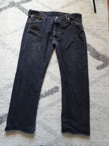 Levi's 501 Men’s Button Fly Original Fit Jeans 42x32 Black Denim Western - Picture 1 of 24