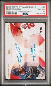 2022 WANDER FRANCO & JUAN SOTO Topps Dynamic Duals RED /10 Auto PSA 10 GEM MT - Picture 1 of 3