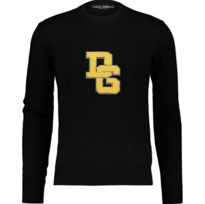 £1,010 DOLCE & GABBANA Black & Yellow Tufted Logo Jumper - Made In Italy - Picture 1 of 2