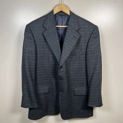 Chaqueta Blazer Hilton Loro Piana Lana Talla 44 Azul Cuadros Super 110's Trabajo Carrera Foto 1 de 4