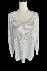Lane Bryant Women's Sequin Long Pullover Sweater Size 22/24 Mohair Cream Silver - Picture 1 of 9
