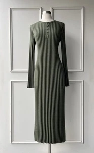 COUNTRY ROAD pleat knit dress dark moss | SIZE: L, 14 | $249 new - Picture 1 of 13
