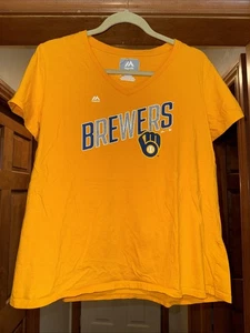 MILWAUKEE BREWERS 2022 MAJESTIC WOMENS XLARGE VNECK SHORT SLEEVE TSHIRT - Picture 1 of 4