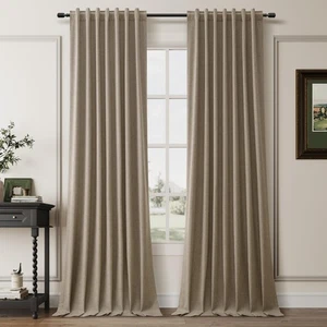 108 Inch Black Out Curtains 2 Panels Set Back Tab Thermal Insulated Natural L... - Bild 1 von 6