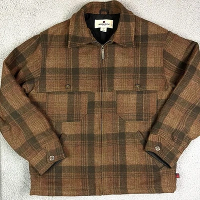 Vintage Woolrich Wool Plaid Zipper Quilted Men's M Jacket Coat 16613 Dark Loden - Image 1 of 4