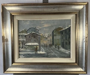 Óleo sobre Lienzo Escuela Italiana Siglo Xx: Vista De Milan ? Firma De Bajo De - Picture 1 of 14