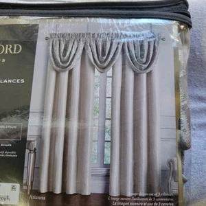 NIP Waterford Arianna Set of 3 Waterfall Valances 42" x 33" Champagne Silver - Picture 1 of 8