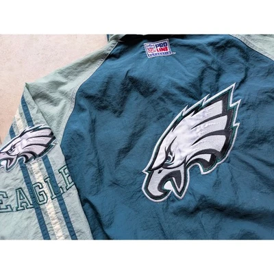 Jaqueta corta-vento Philadelphia Eagles anos 90 STARTER GG cinza meia-noite NFL Pro vintage - Imagem 1 de 4