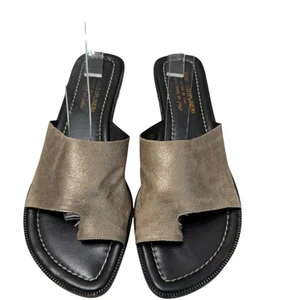 Donald J Pliner Damen-Sandalen Metallic-Fidschi-Leder Keilabsatz Pantoletten Schuhe 9 1/2 M - Bild 1 von 6