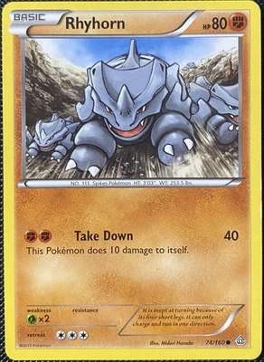 Rhyhorn 74/160 XY - Primal Clash Regular - Pokémon Card - Image 1 of 2