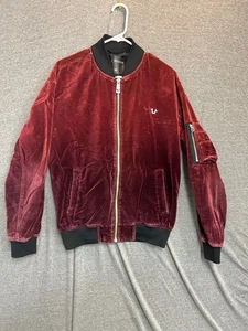 Chaqueta Bomber True Religion Dip Dye Terciopelo Para Hombre Pequeña Rojo Rubí Algodón Exterior - Imagen 1 de 9