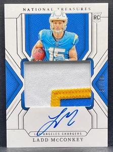 Parche de novato Panini National Treasures Ladd McConkey RC 2024 automático VERDADERO/99 RPA - Imagen 1 de 2