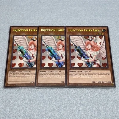 Yugioh Injection Fairy Lily SBC2 1st Ed Secret Rare 3 Card Set Lightly Played - Image 1 of 2