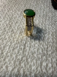 Anello vintage in oro 18 kt con diamanti e smeraldi di design misura 11,90 6,5 - Foto 1 di 9