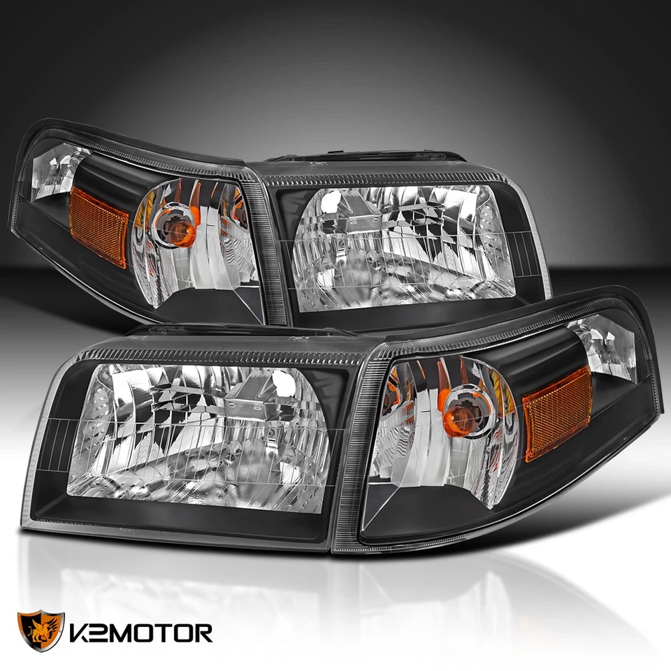 Fits 2006-2011 Mercury Grand Marquis Black Headlights+Corner Lamps Left+Right Foto 1 de 4
