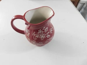 TEMPTATIONS FLORAL LACE MILK CREAM RED PITCHER 18 OZ NEW NEVER USED - Picture 1 of 6