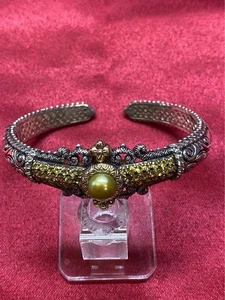Stunning Barbara Bixby 925 Sterling & 18K Gold Yellow Sapphire & Pearl Bracelet - Picture 1 of 10