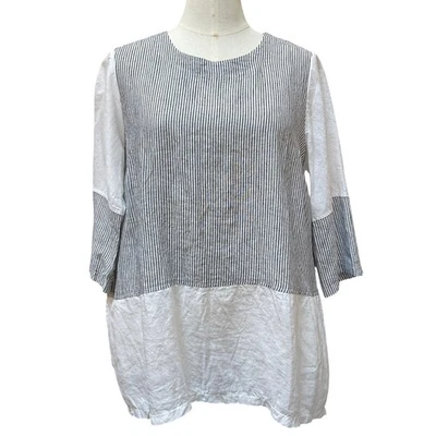 Nuevo con etiquetas Top túnica Coldwater Creek lino color bloques rayas para mujer talla 1X Foto 1 de 4