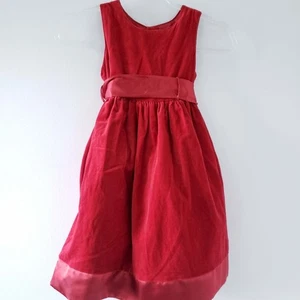 La Princess Girls Red Velvet Dress Christmas 6x Holiday Sleeveless Tie Back Sash - Picture 1 of 6